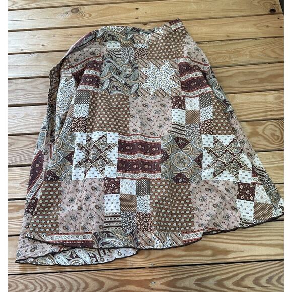Vintage House of Lee Patterned Wrap Skirt Size Small Women’s Brown - Picture 2 of 7